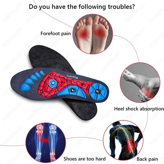1Pair Magnetic Acupressure Therapy Insoles Slimming Running Breathable Shoes Cushion Feet Health Care Arch Support Sport Insoles