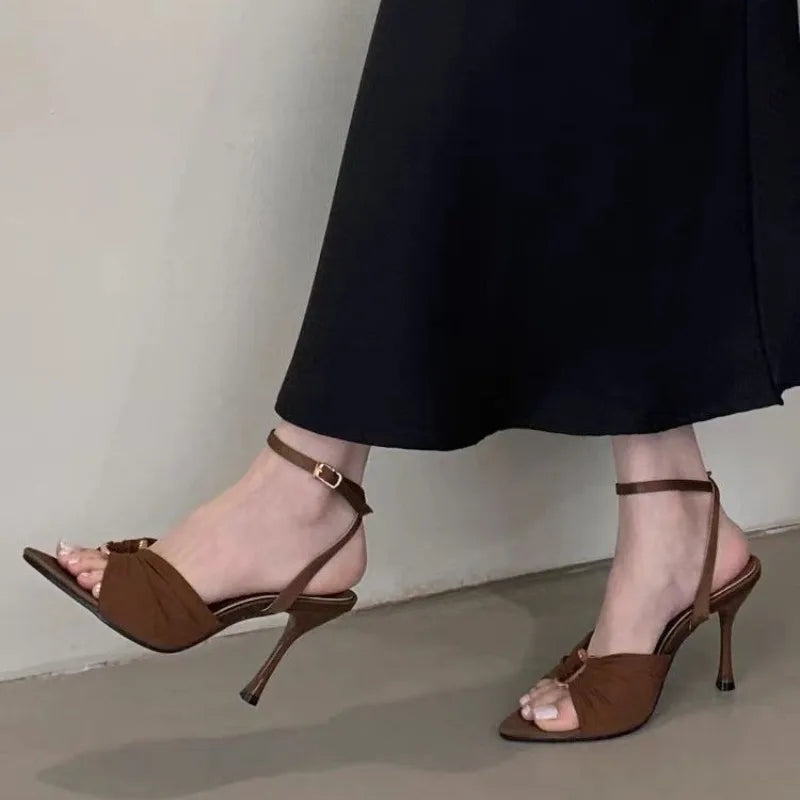 Sexy Super-high Heels Women Sandals Fad Pointed Toe Heeled Shoes 2025 Summer Stilettos Pumps Elegant Slingback Chaussures Femme