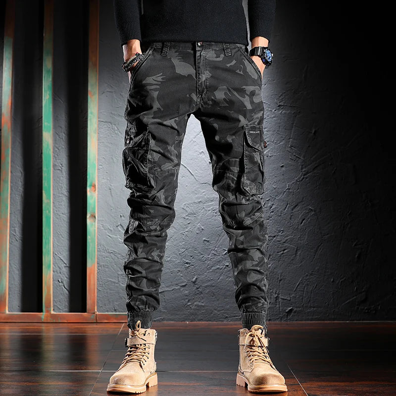 Street Fashion Men Jeans Camo Stretch Loose Fit Big Pocket Casual Cargo Pants Hombre Hip Hop Joggers Men Baggy Trousers