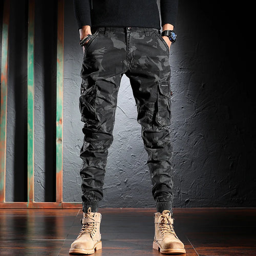 Street Fashion Men Jeans Camo Stretch Loose Fit Big Pocket Casual Cargo Pants Hombre Hip Hop Joggers Men Baggy Trousers
