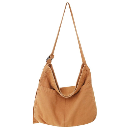Women Casual Canvas School Crossbody Bags For Student Female Solid Color Large Capacity Tote Bag Trendy Cool Men Shoulder Bag