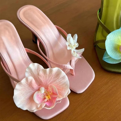 Flower Ladies Sandals Brand Luxury New Summer Clip-toe Cool Travel Beach Slippers Convenient Comfortable Exquisite High Heels