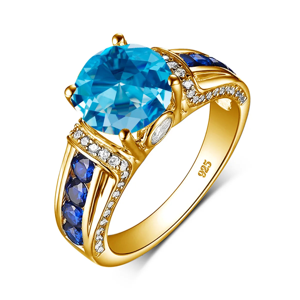 Szjinao Green Emerald Ring Gold For Woman Round Cut 8*8mm 2ct Stone Wedding Luxury Designer Jewelry High Quality Valentines Gift