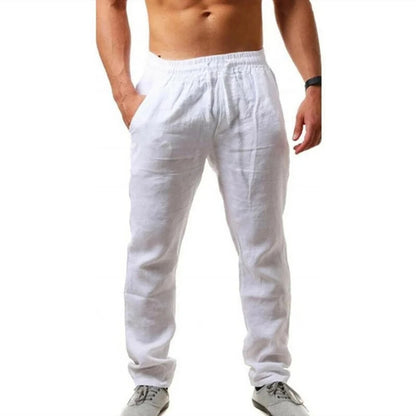 Men's Lightweight Long Pants Summer Solid Color Breathable Loose Trousers Male Elastic Waist Casual Pants Harajuku Trousers