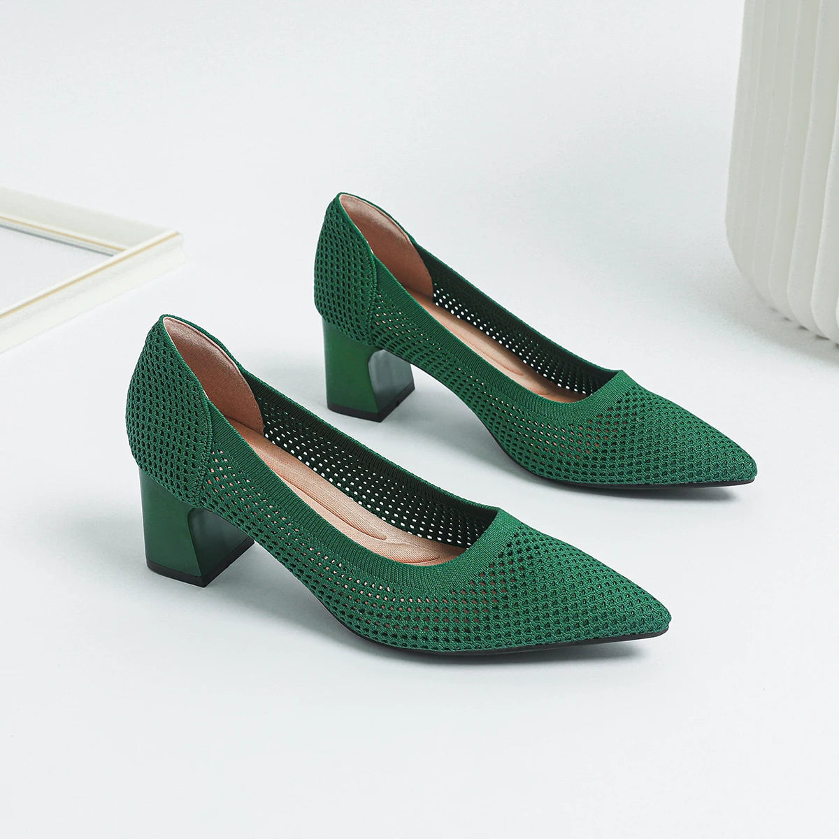 High Heel Women's 2025 Spring and Autumn New Soft Knitted Breathable and Comfortable Shoes