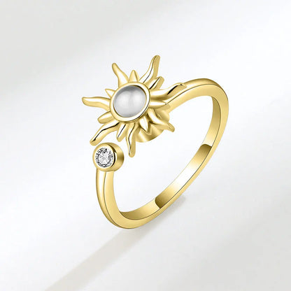 VENTFILLE 925 Sterling Silver Sunflower Diamond Zircon Rotatable Ring For Women Gift Relieve Stress Ring Jewelry Wholesale
