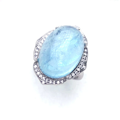 CSJ Big Stone Natural Aquamarine Rings Sterling 925 Silver Turquoise Gemstone 13*18mm Jewelry Women Wedding Engagment Party Gift
