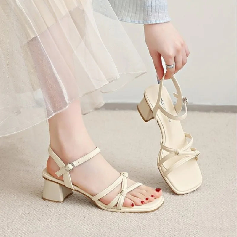 Women's Sandals Summer New Style Buckle Fashion Open Toe Sandals High Heels Comfortable Casual Beach Party Women's Shoes
