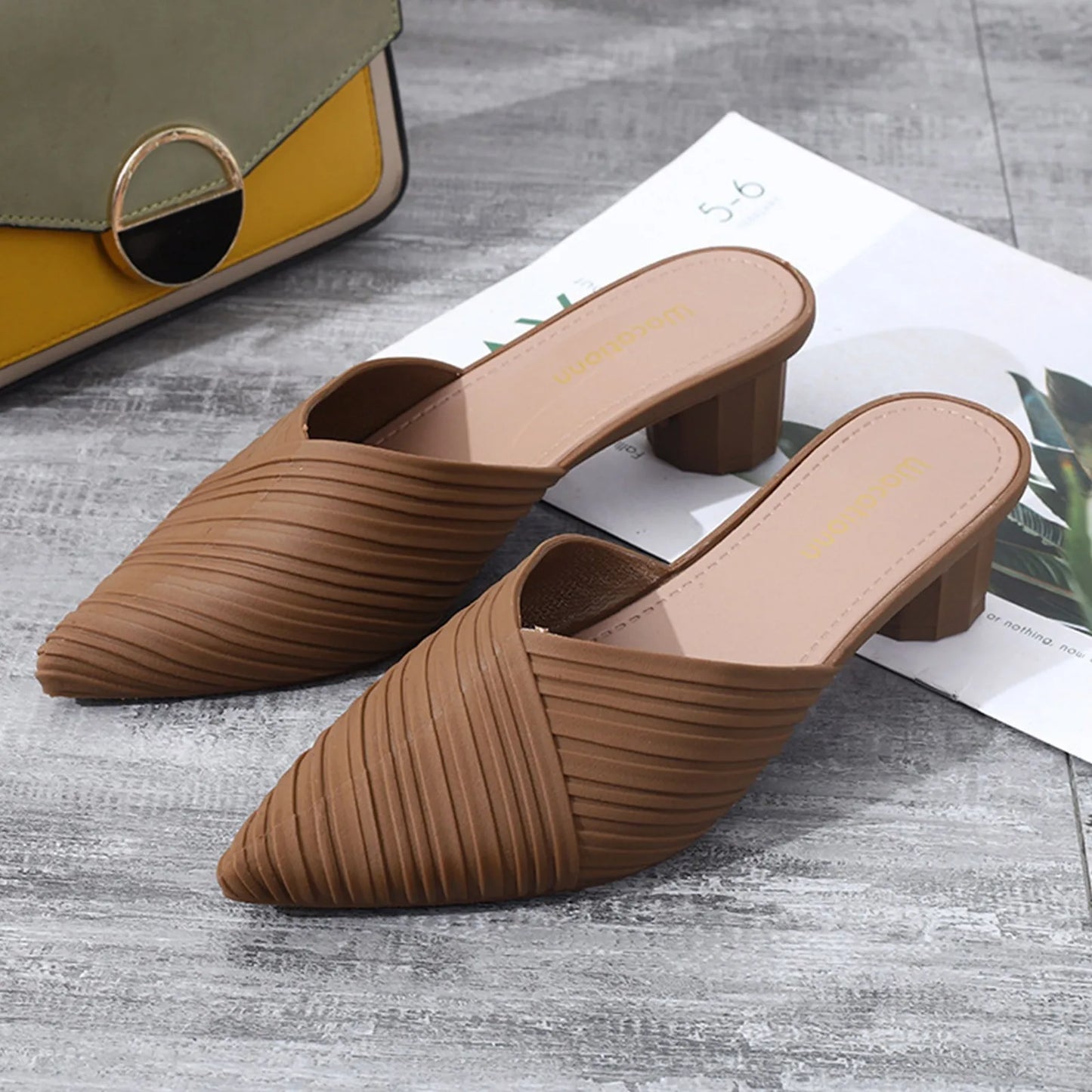 Women'S Summer Pointed Toe Sandals Low Heeled Sandals Women'S Summer Casual Fashion Sandals Anti-Odor And Non-Slip