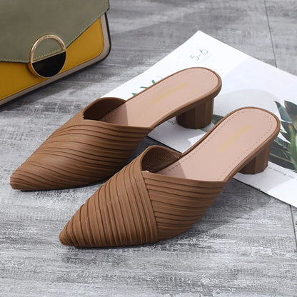 Women'S Summer Pointed Toe Sandals Low Heeled Sandals Women'S Summer Casual Fashion Sandals Anti-Odor And Non-Slip