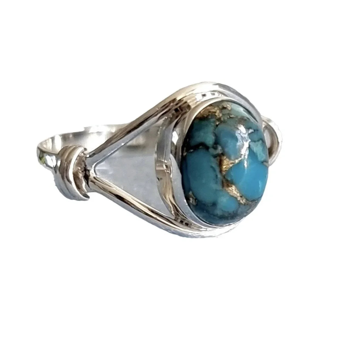 New turquoise ring unique women's simple fashion handmade cross jewelry