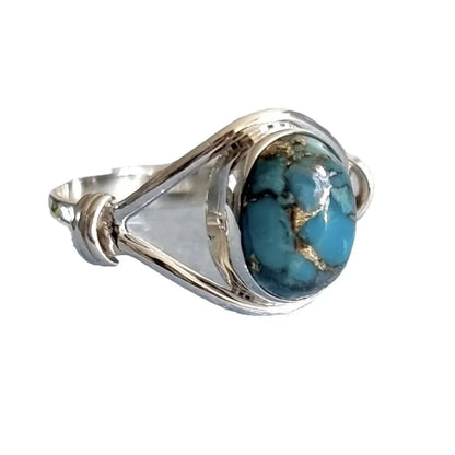 New turquoise ring unique women's simple fashion handmade cross jewelry