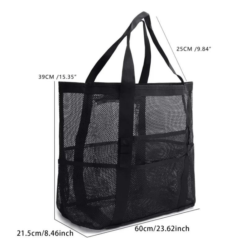 Picnic Beach Bag Women Mesh Transparent Swim Storage High Capacity Shopping Bags Tote