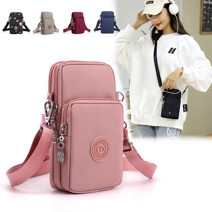 New Women Mobile Phone Bag Nylon Cell Phone Bag Coin Purse Strap Shoulder Bag Small Crossbody Bags for Women Wallet Travel Purse