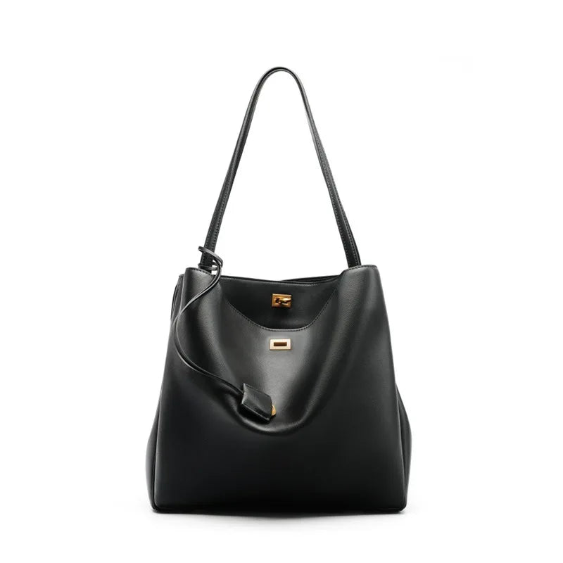 Rodeo large leather shoulder bag, armpit top layer cowhide, large capacity women's commuting high-end tote bag