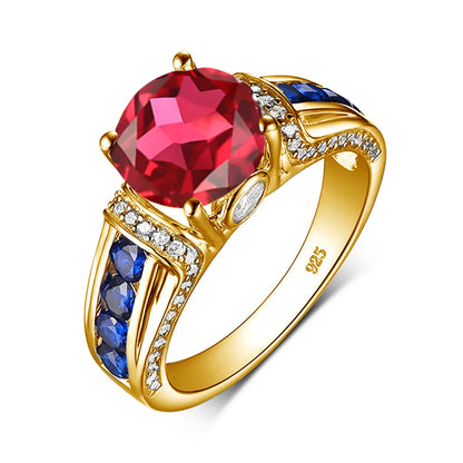 Szjinao Green Emerald Ring Gold For Woman Round Cut 8*8mm 2ct Stone Wedding Luxury Designer Jewelry High Quality Valentines Gift