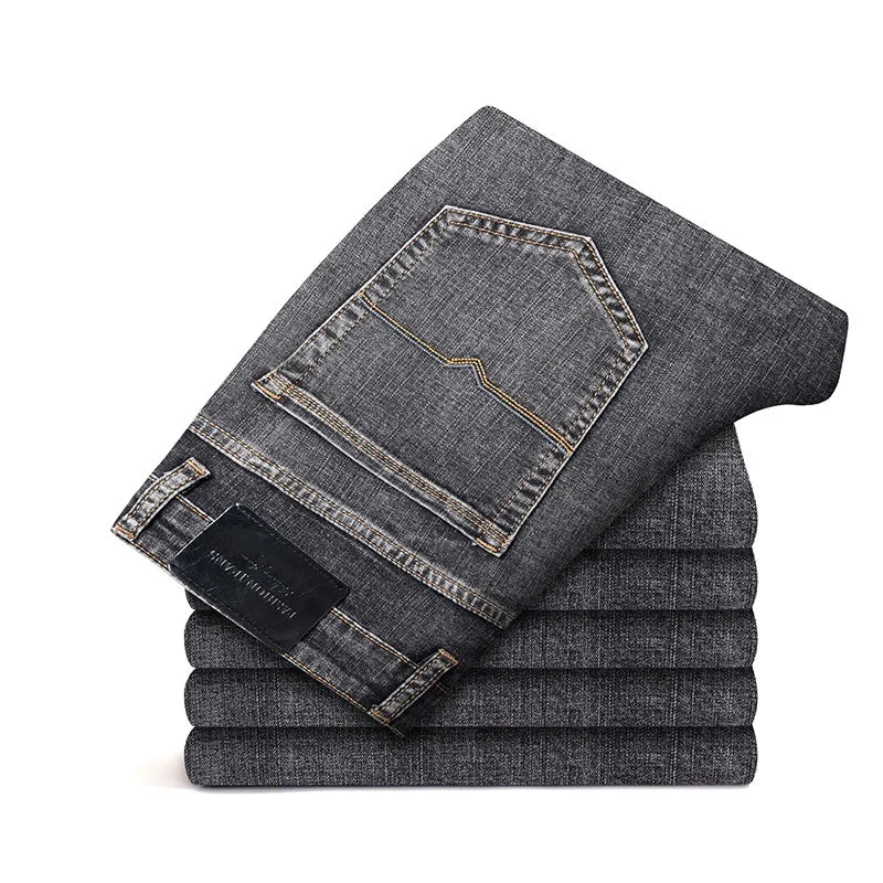 2025 Spring Summer Men's Business Straight  Loose Fit Jeans High Quality Classic Style Fashion Denim Pants