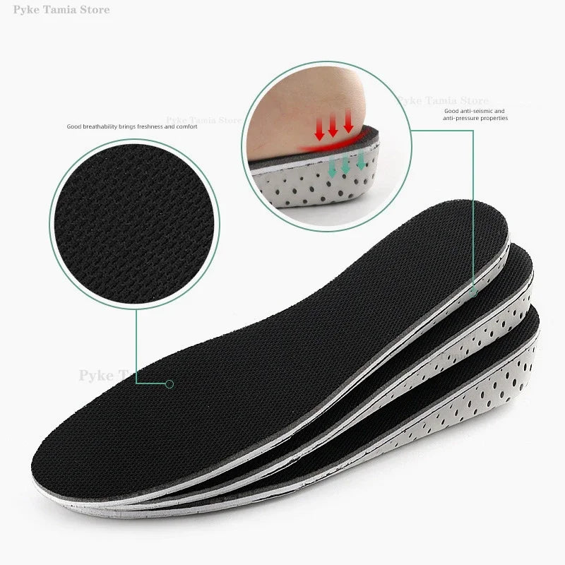 EVA Memory Foam Height Increase Insoles 2-5cm Templates Insole Breathable Ultra Light Elevated Sports Pads for Men Women Inserts