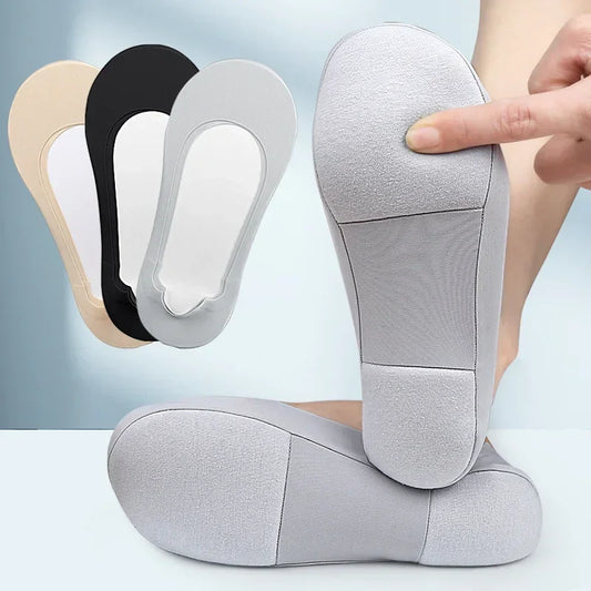 1/2/4 Pairs Women Boat Sock Plantar Fasciitis Shoes Insoles Socks Feet Shock Absorbing Shoe Sole Invisible Non slip Shoe pads