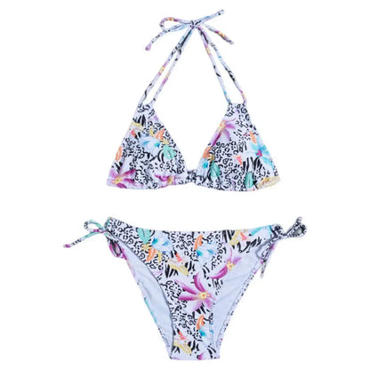 1 Set  Women Swimsuit  Padded  Three-point  Stretchy  Beautiful Floral Print Bikini Set  for Swimming Pool