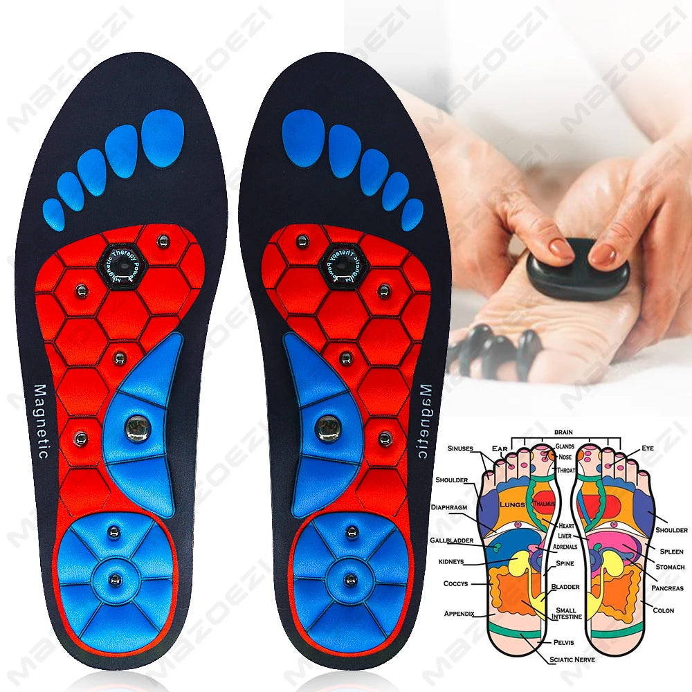 Sport Magnetic Therapy Massage Insoles for Shoes Foot Acupressure Soft Shock Absorption Deodorant Running Unisex Orthopedic Pads