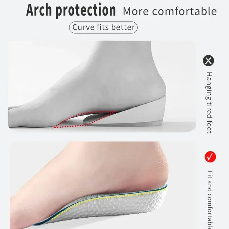 Height Increase Insoles for Men Women Shoes Flat Feet Arch Support Orthopedic Insoles Sneakers Heel Lift Memory Foam Shoe Pads