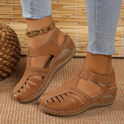 New Summer Women Wedge Sandals Premium Orthopedic Open Toe Sandals Vintage Anti-slip Leather Casual Female Platform Retro Shoes