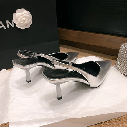 New High Heel Shoes Fashion Slip-on Women's High Heels Pumps Summer Solid Office and Career Sexy Pointed Toe Heeled Sandals