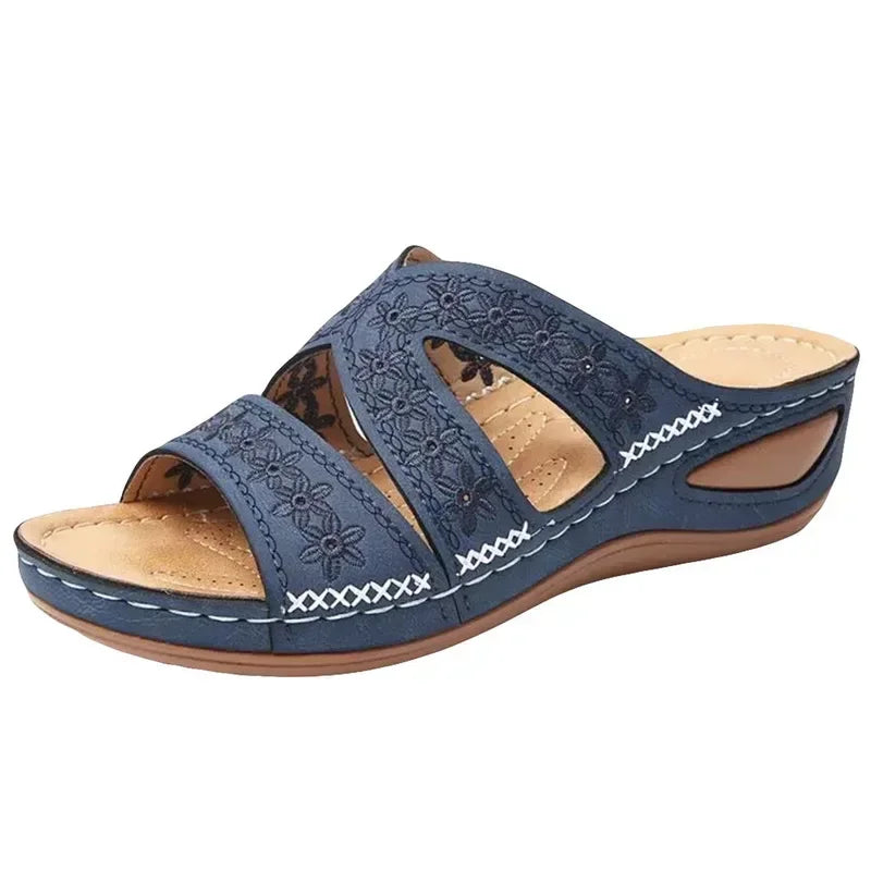Summer Women Wedge Sandals Premium Orthopedic Open Toe Sandals Vintage Anti-slip Leather Casual Female Platform Retro Shoes