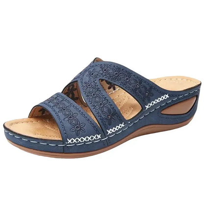 Summer Women Wedge Sandals Premium Orthopedic Open Toe Sandals Vintage Anti-slip Leather Casual Female Platform Retro Shoes