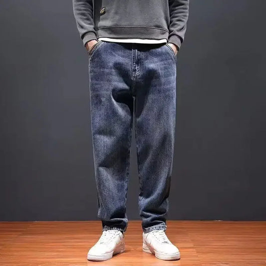 with PocketsJeans for Men Cropped 2025 Fashion Trousers Xs Cotton Classic Y 2k Vintage Grunge Y2k Regular Goth Man Cowboy Pants