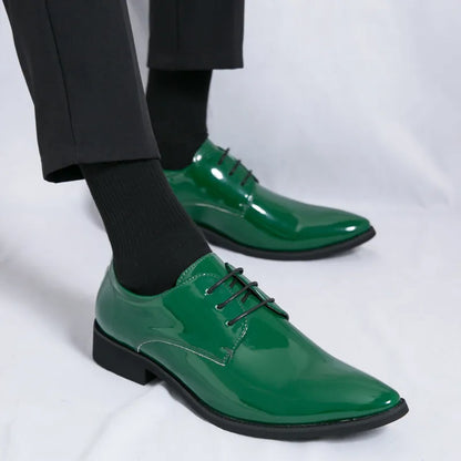 Fashion Shiny Leather Shoes For Men Red Oxfords Shoes Party Luxury Man Shoes Designer Pointed Toe Men's Dress Shoes Big Size 46