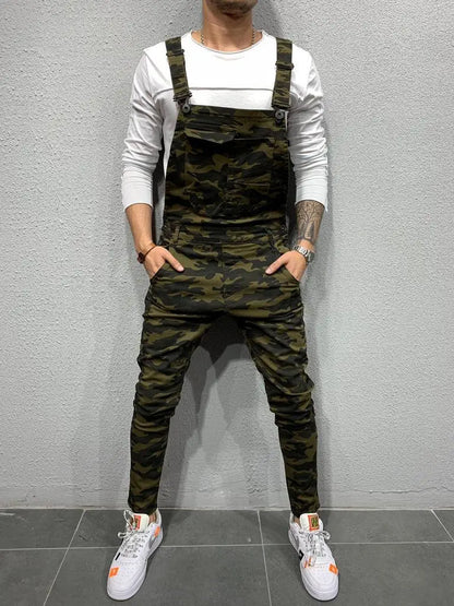 Women Jeans Rompers Washing Ankle Length Overalls Pencil Pants One Piece High Street Pockets Spliced Solid Slight Strech