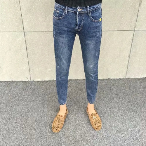 Fashion 2022 Social Spirit Guy Cowboy Stretch New Denim Jeans Man's Trendy Trousers Brand Jean Slim Homme Pencil Pants Men