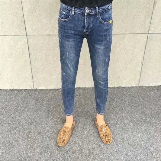Fashion 2022 Social Spirit Guy Cowboy Stretch New Denim Jeans Man's Trendy Trousers Brand Jean Slim Homme Pencil Pants Men