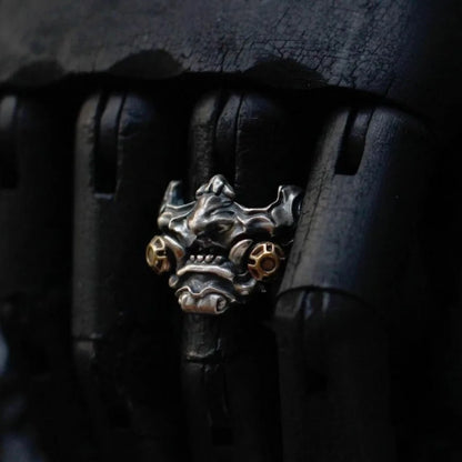 Retro Domineering Samurai Mask Ring Men's Cyberpunk Fashion Trend Mechanical Future Simple Personality Accessories