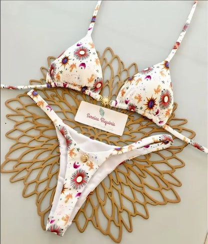 Women's Bikini Swimsuit Women's Split Solid Color Lace-up Sexy Swimsuit 2-piece Set Micro Swimwear