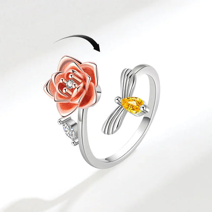 VENTFILLE 925 Sterling Silver Sunflower Diamond Zircon Rotatable Ring For Women Gift Relieve Stress Ring Jewelry Wholesale