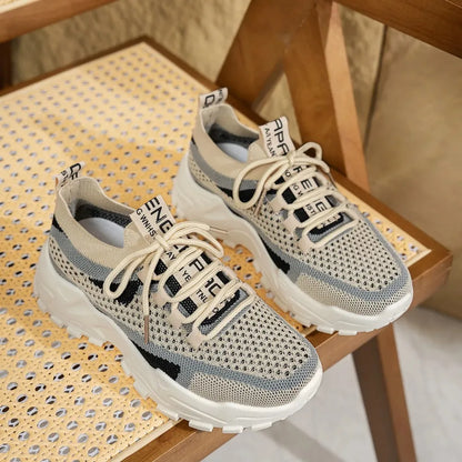 Women's Running Shoes Lace Up Sneakers Lightweight Female Casual Shoes Mesh Fashion Tennis Shoe Outdoor Soft Sole Women Shoes