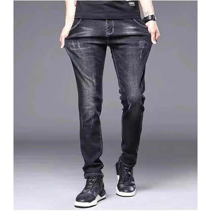 High Quality Brand Men's Fashion Narrow Leg Casual Jeans Basic Vintage Skinny Pants New Straight Leg Outside Denim Trousers Male