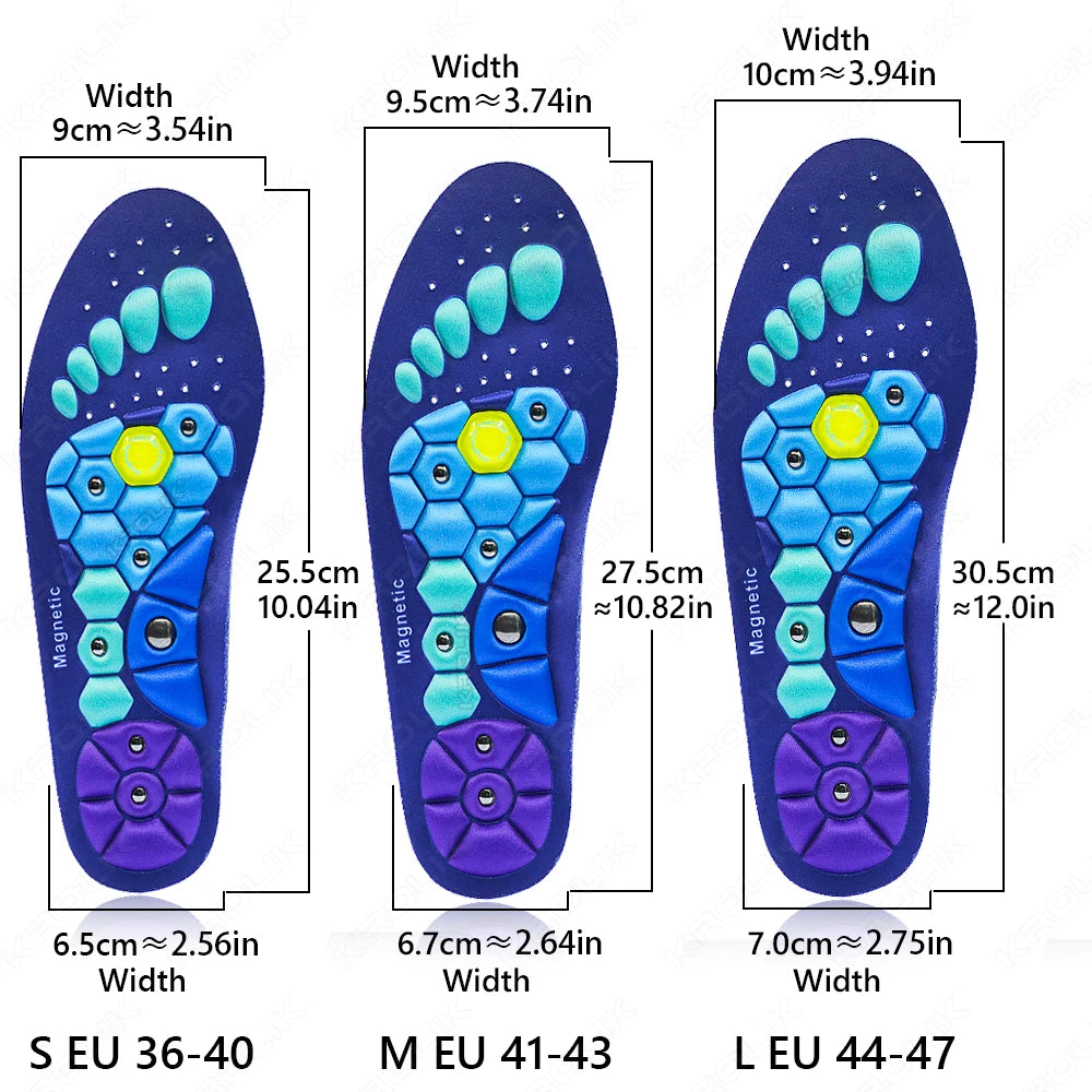 1 Pair Acupressure Foot Insoles For Men Women Orthopedic Gel Magnetic Shoe Inserts Magnet Technology Support Insole