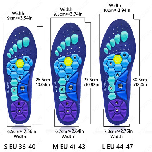 1 Pair Acupressure Foot Insoles For Men Women Orthopedic Gel Magnetic Shoe Inserts Magnet Technology Support Insole