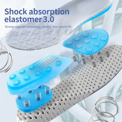 Sport Spring Silicone Gel Insoles for Women Men Orthotic Sole Pad For Shoes Deodorant Breathable Cushion Running Pad For Feet