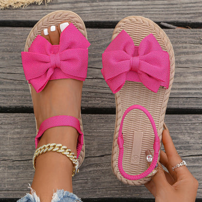 New Summer Lightweight Sandals Fashion Beach Casual Slippers Outdoor Bow Tie Flat Shoes Home Slides Women