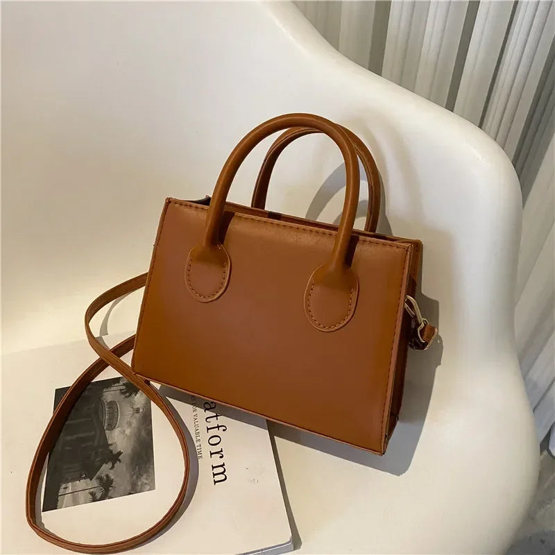 Minimalist Black Small Square Bag All-Match Top Handle Purse Classic Shoulder Bag for Work Women Handbags Crossbody Bags Purse