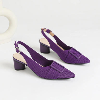 Women's High Heel Sandals Large 42/43 Pointed Knitted Breathable Non slip Rubber Sole 2025 New (5cm High)