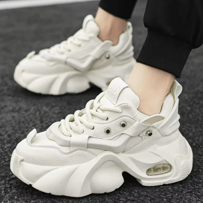 Men Chunky Sneakers Platform Shoes Outdoor Comfortable Sports Shoes for Men Lace Up Tennis Shoe New Height Increasing Male Shoes