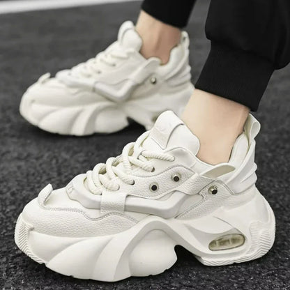 Men Chunky Sneakers Platform Shoes Outdoor Comfortable Sports Shoes for Men Lace Up Tennis Shoe New Height Increasing Male Shoes