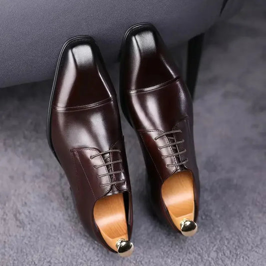Eleglant Leather Mens Dress Shoes Black Formal Social Shoe Male Business Wedding Derby for Man Luxury Italian Oxford Loafers