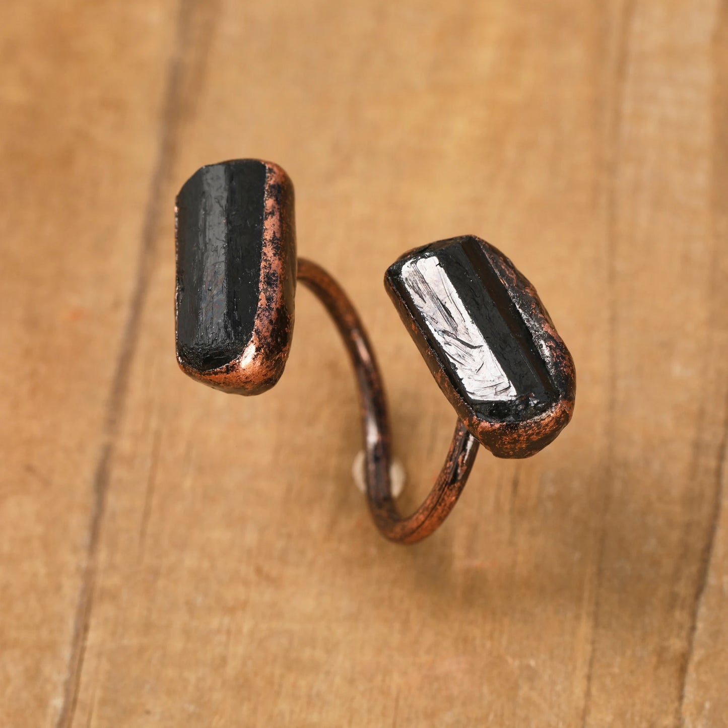 Raw Black Tourmaline Antique Copper Rings For Women Vintage Gemstone Jewelry Handmade Witch Meditation Gifts Wholesales